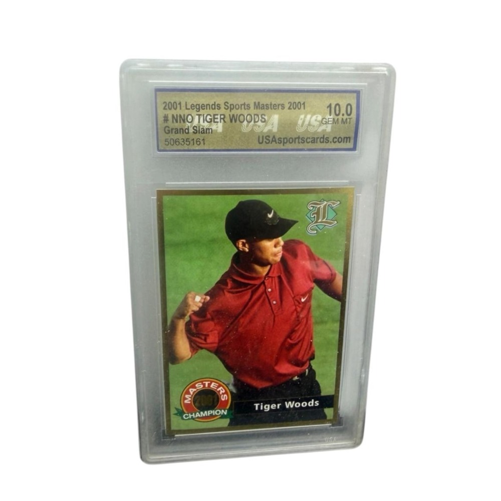 Tiger Woods 2001 Legends Sports Masters NNO Card USGA 10 Gem MT Grand Slam